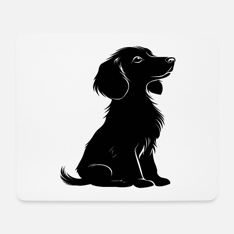 Dackel Hund macht sitz silhouette schwarz haustier - Mousepad (Querformat) - Weiß