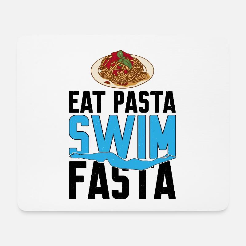 Eat Pasta Swim Fasta 10 - Mousepad (Querformat) - Weiß