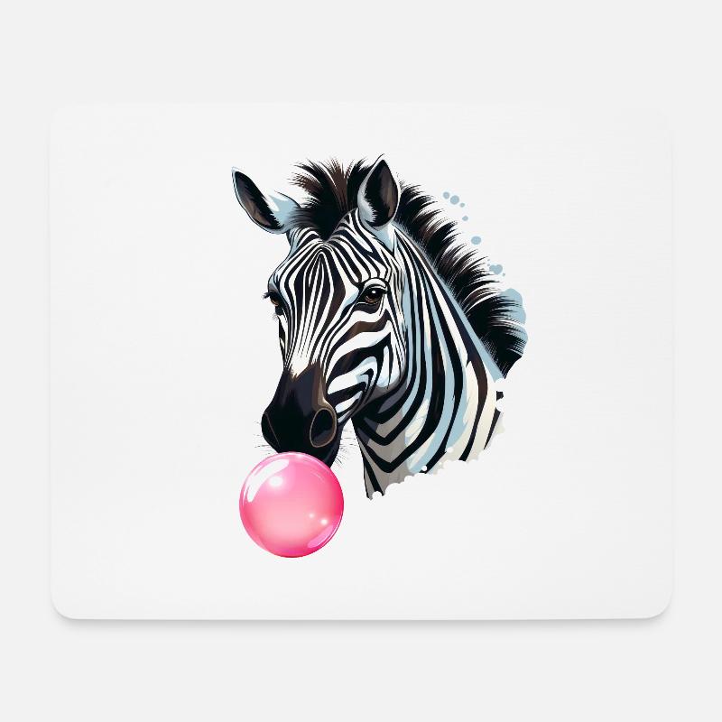 Lustiges Zebra Bubblegum Kaugummi - Mousepad (Querformat) - Weiß