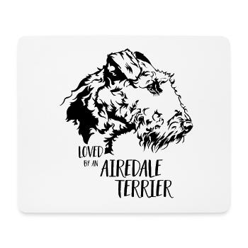 Aimé par un chien Airedale Terrier disant Wilsigns - Tapis de souris (format paysage) - blanc - Devant