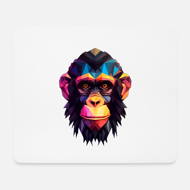 Geometric Style Chimpanzee - Mousepad (Querformat) - Weiß