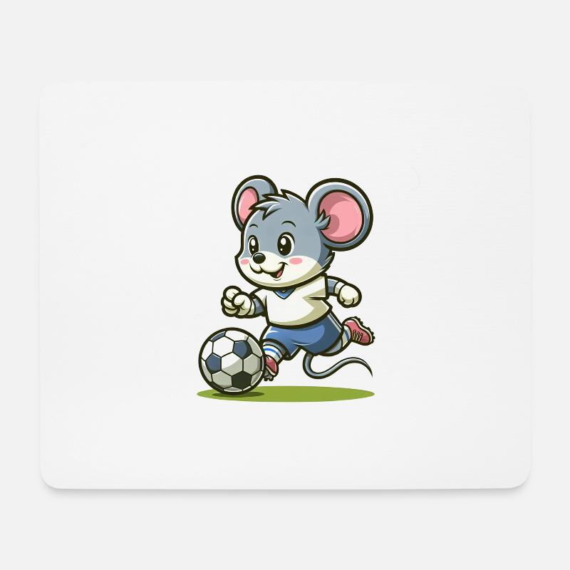 Cute Soccer Player Mouse - Mousepad (Querformat) - Weiß
