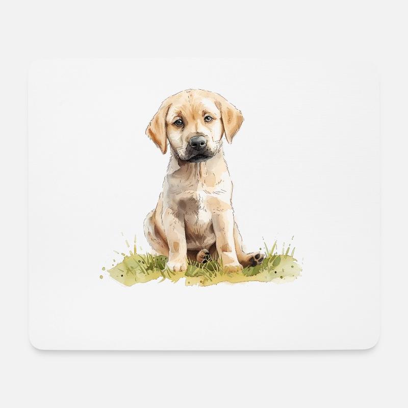 Cute Puppy Labrador Retriever Watercolor - Mousepad (Querformat) - Weiß