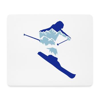 Skifahrer und Berg Silhouette - Skifahren, Ski - Mousepad (Querformat) - Weiß - Vorne