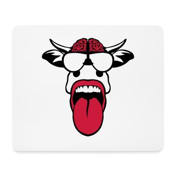 vache cervelle lunette langue tire cerveau - Tapis de souris (format paysage) - blanc - Devant