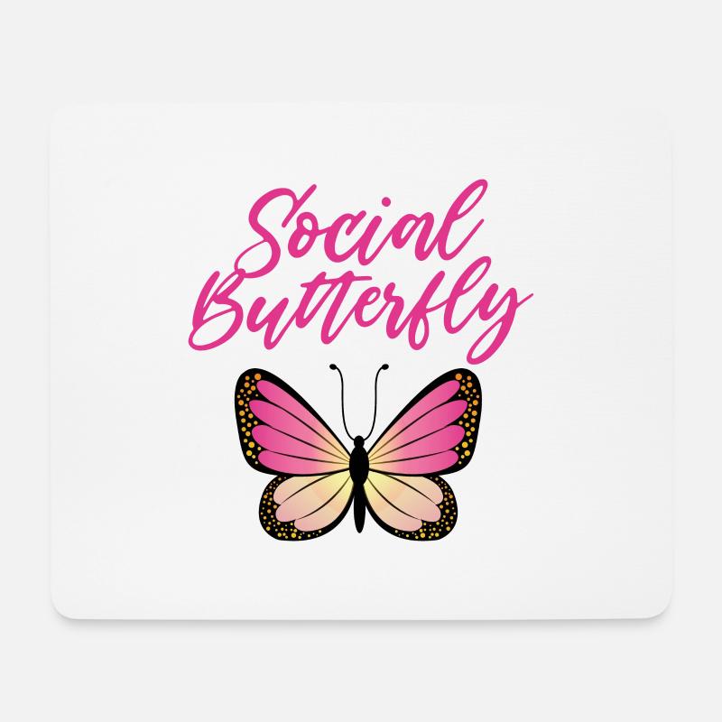 Sozialer Schmetterling - Mousepad (Querformat) - Weiß