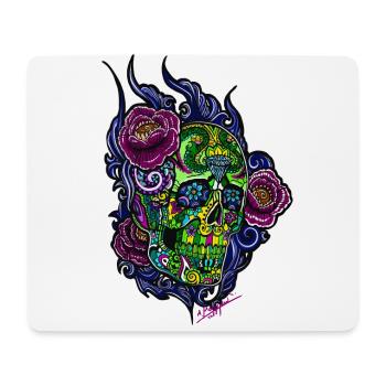 Schädel/abstraktBlüten - Mousepad (Querformat) - Weiß - Vorne