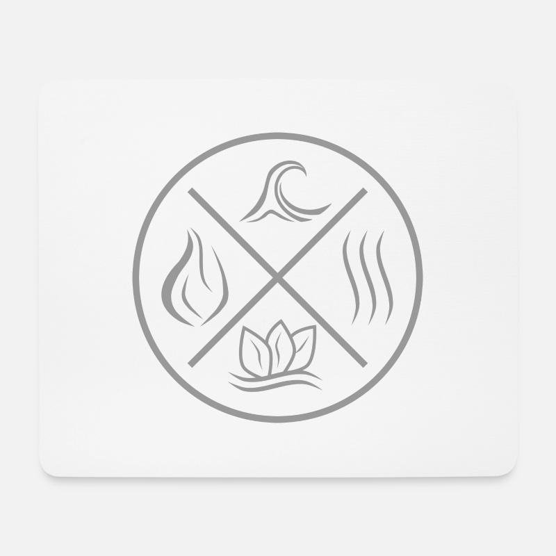 Die 4 Elemente - Feuer, Wasser, Erde, Luft - Mousepad (Querformat) - Weiß