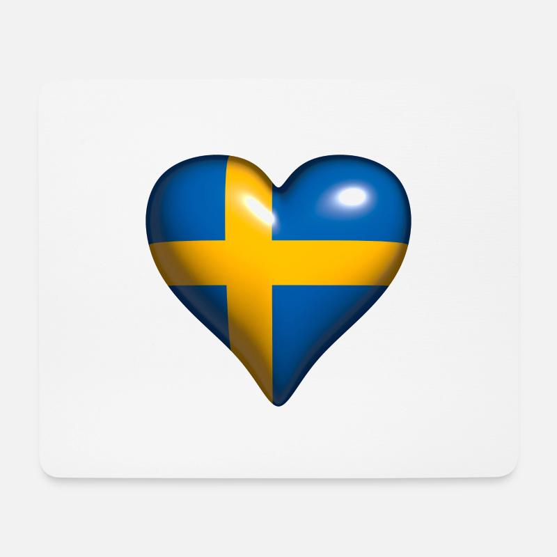 Schweden glänzendes Herz blau gelb Kreuz - Mousepad (Querformat) - Weiß