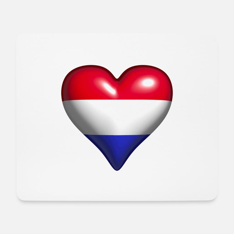 Niederlande glänzendes Herz blau weiß rot Fahne - Mousepad (Querformat) - Weiß