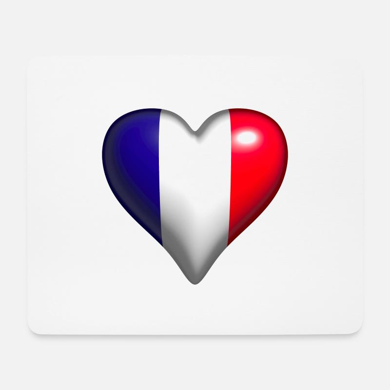 Frankreich glänzendes Herz Trikolore blau weiß rot - Mousepad (Querformat) - Weiß