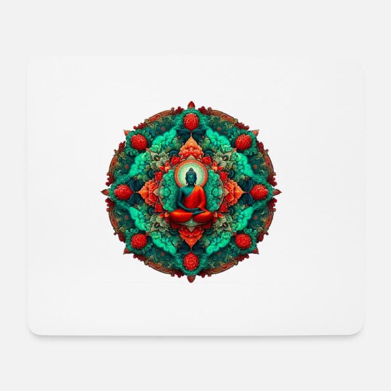 Bouddha Mandala sarcelle - Tapis de souris (format paysage) - blanc