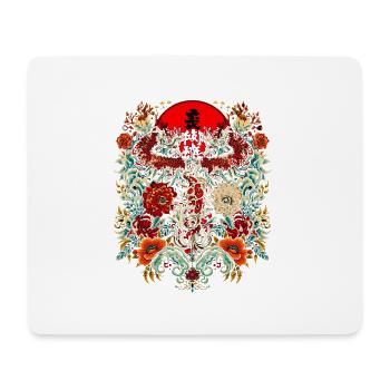 Dragon and flowers around solar - Mouse Pad (horizontal) - white - Front