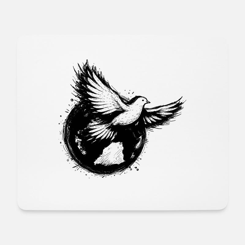 Taube im Globus – Friedenssymbol - Mousepad (Querformat) - Weiß