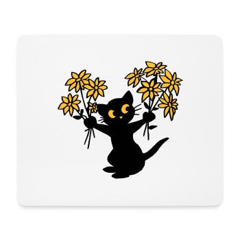 Die Katze mit Blumen - Mousepad (Querformat) - Weiß - Vorne