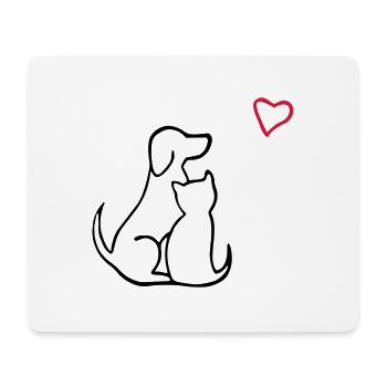 hund katze liebe - Mousepad (Querformat) - Weiß - Vorne