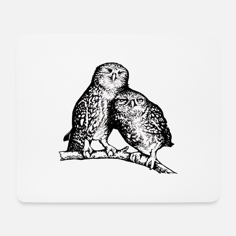 Steinkäuze - Mousepad (Querformat) - Weiß