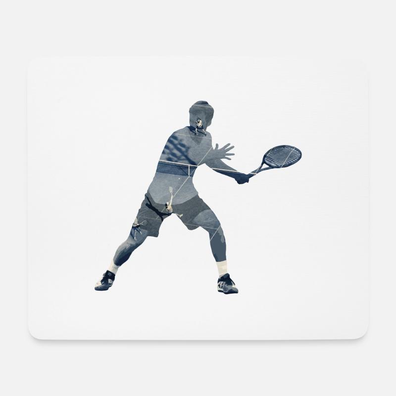 Tennis Motiv mit Doppelbelichtungs Effekt - Mousepad (Querformat) - Weiß