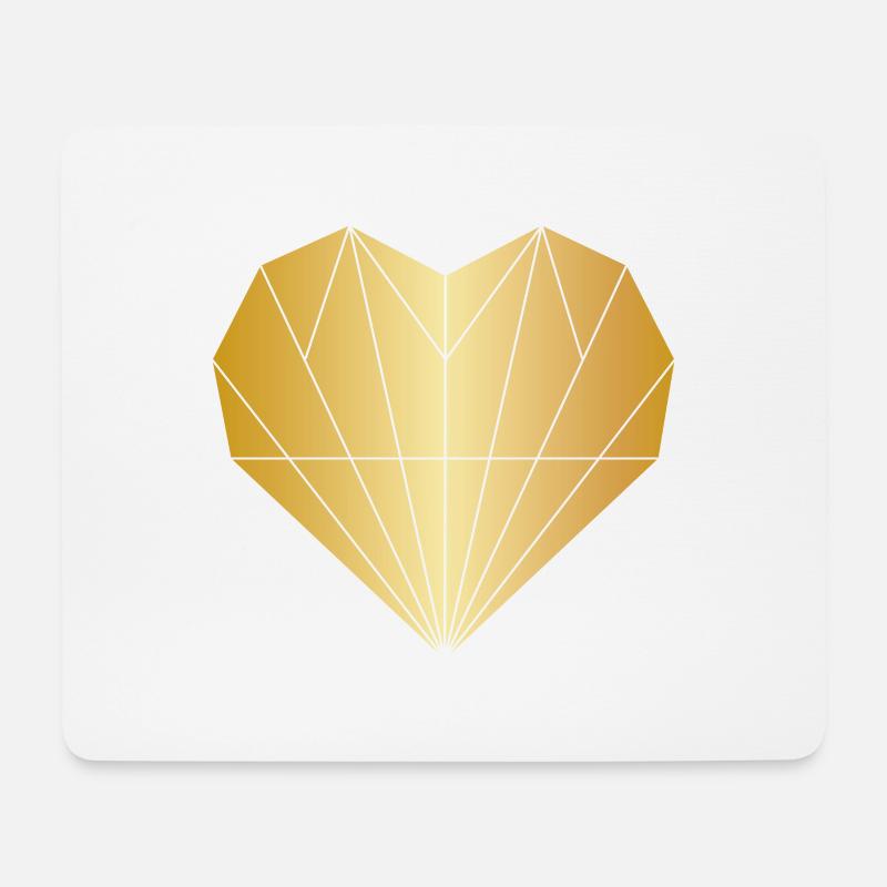 Herz Diamant Gold - Mousepad (Querformat) - Weiß