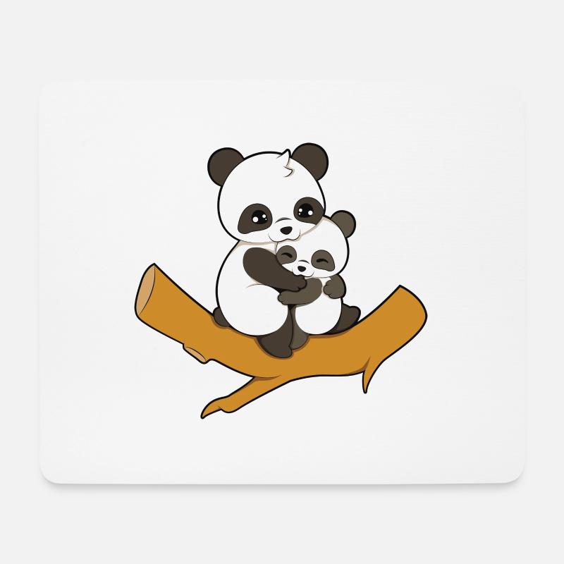 Panda Bär Familie Umarmen - Mousepad (Querformat) - Weiß