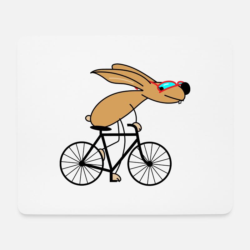 Fahrrad Hase - Mousepad (Querformat) - Weiß