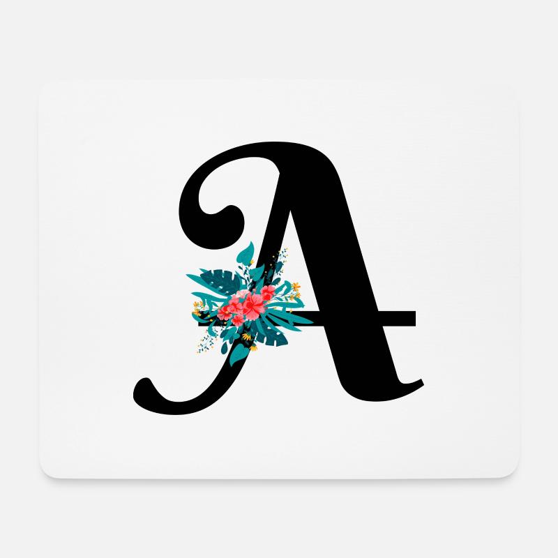 Buchstabe A blumig - Mousepad (Querformat) - Weiß