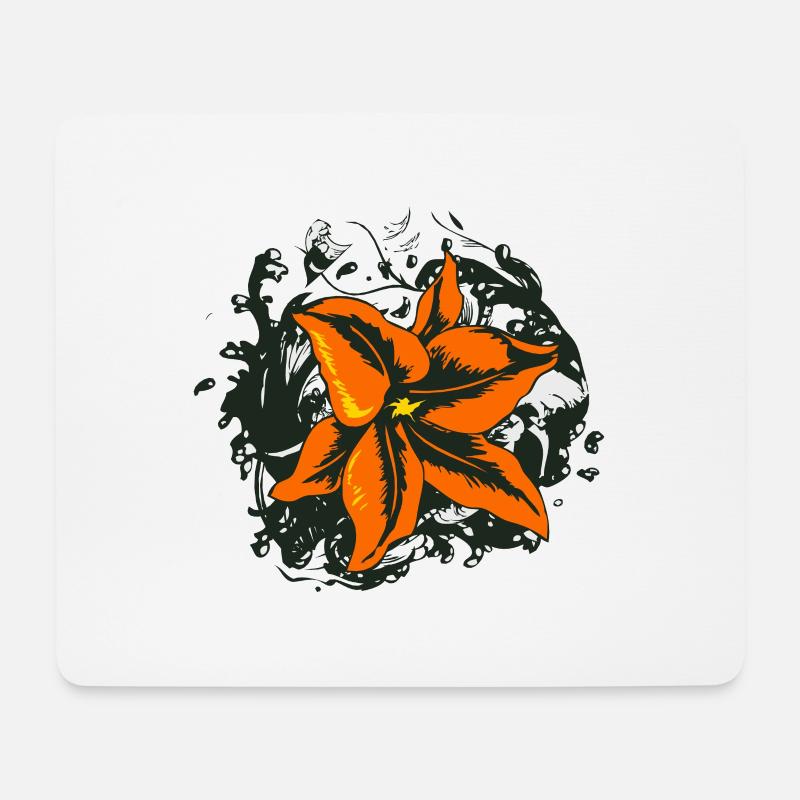Blumenzeichnung Tattoo 14 2 A - Mousepad (Querformat) - Weiß