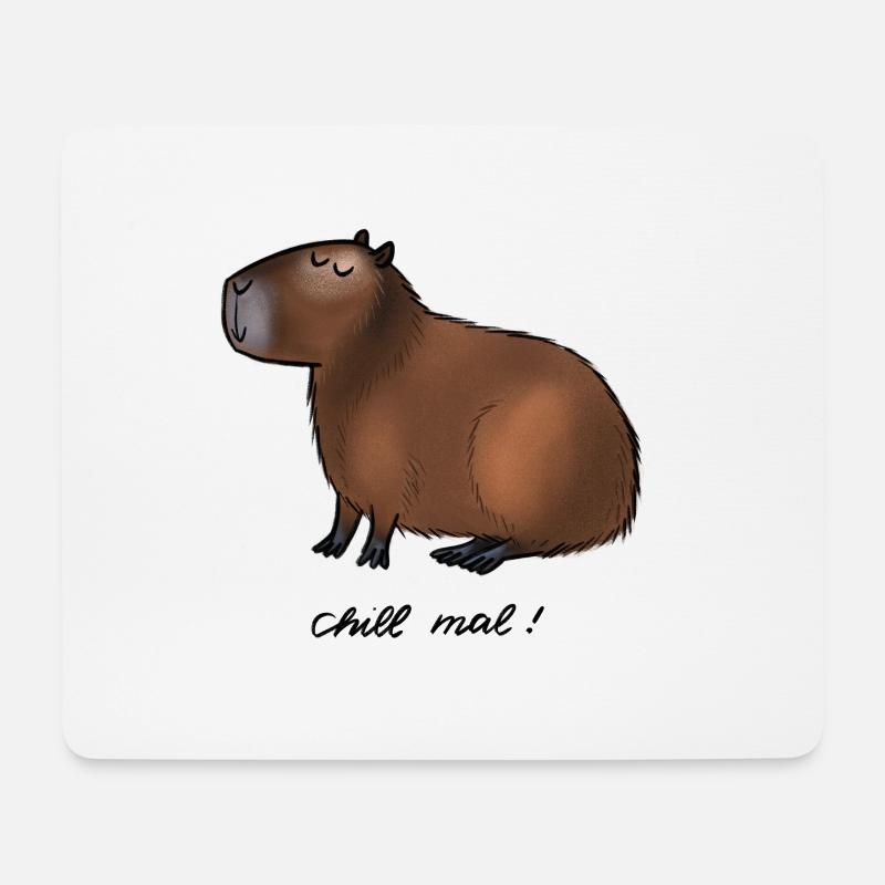 Capybara - chill mal! - Mousepad (Querformat) - Weiß