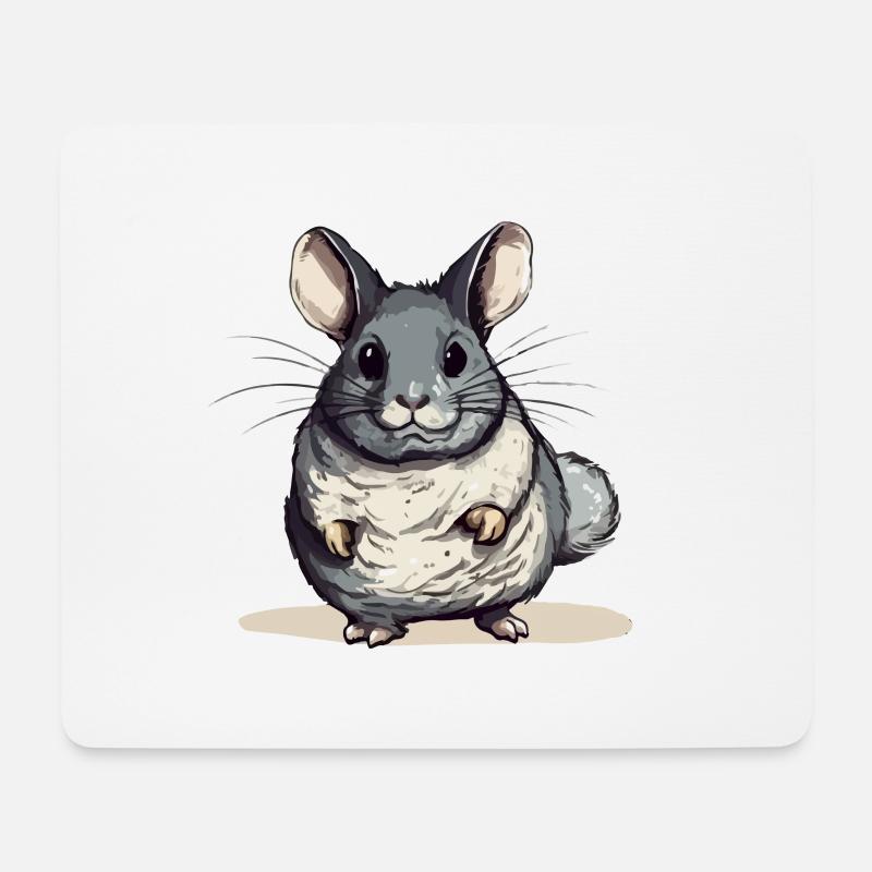 Mikai das Chinchilla - Mousepad (Querformat) - Weiß