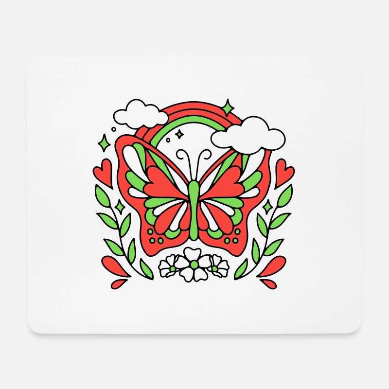 Retro Butterfly - Mouse Pad (horizontal) - white