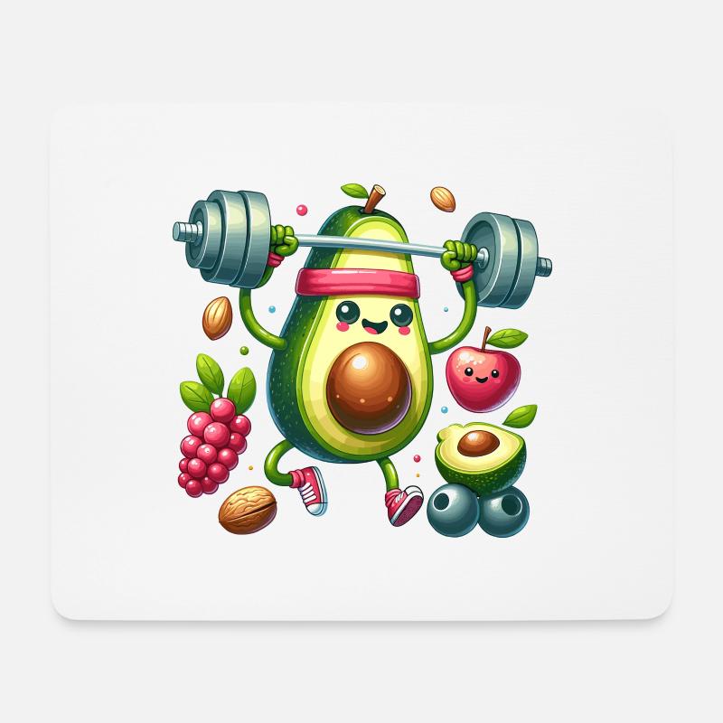 Avocado Workout Spaß - Mousepad (Querformat) - Weiß