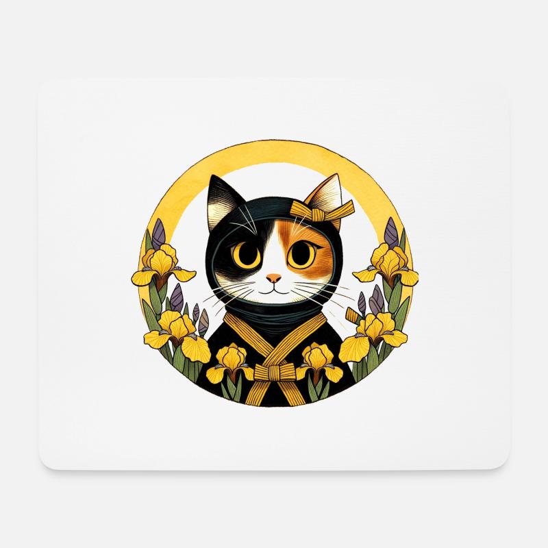 Ninja-Katze - Mousepad (Querformat) - Weiß