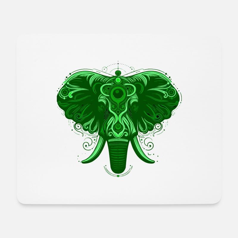 Tier Elefant Grün - Mousepad (Querformat) - Weiß