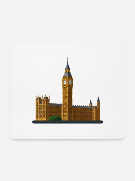 Big Ben mit dem London Eye - Mousepad (Querformat) - Weiß