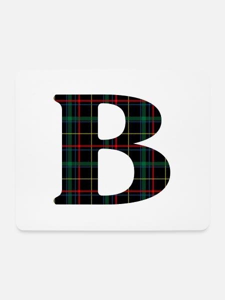 Monogrammiert b Schottischer Tartan - Mousepad (Querformat) - Weiß