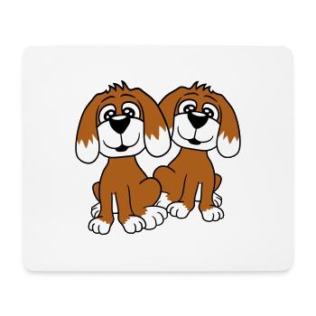 2 chiens équipe assis deux amis équipage heureux - Tapis de souris (format paysage) - blanc - Devant