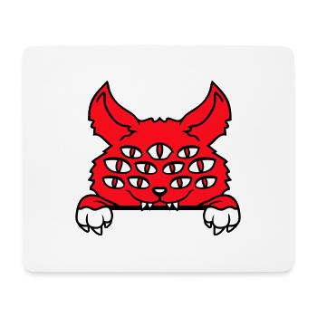 Cat Demon Many Eyes Devil Hell Evil Monster - Mouse Pad (horizontal) - white - Front