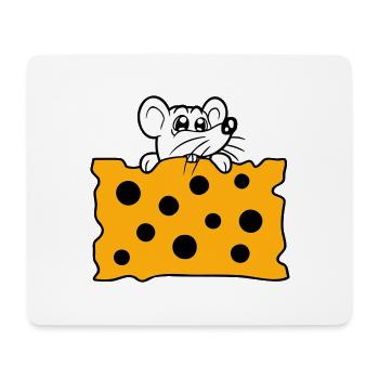 La souris mange d’énormes trous faim de fromage manger délicieux - Tapis de souris (format paysage) - blanc - Devant