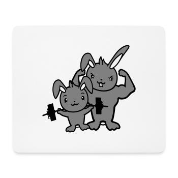 2 Lapins Bodybuilder Gym Muscles Fort Équipe de fitness - Tapis de souris (format paysage) - blanc - Devant