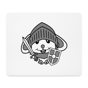 Lapin Chevalier Épée Bouclier Armure Casque Château Héros - Tapis de souris (format paysage) - blanc - Devant