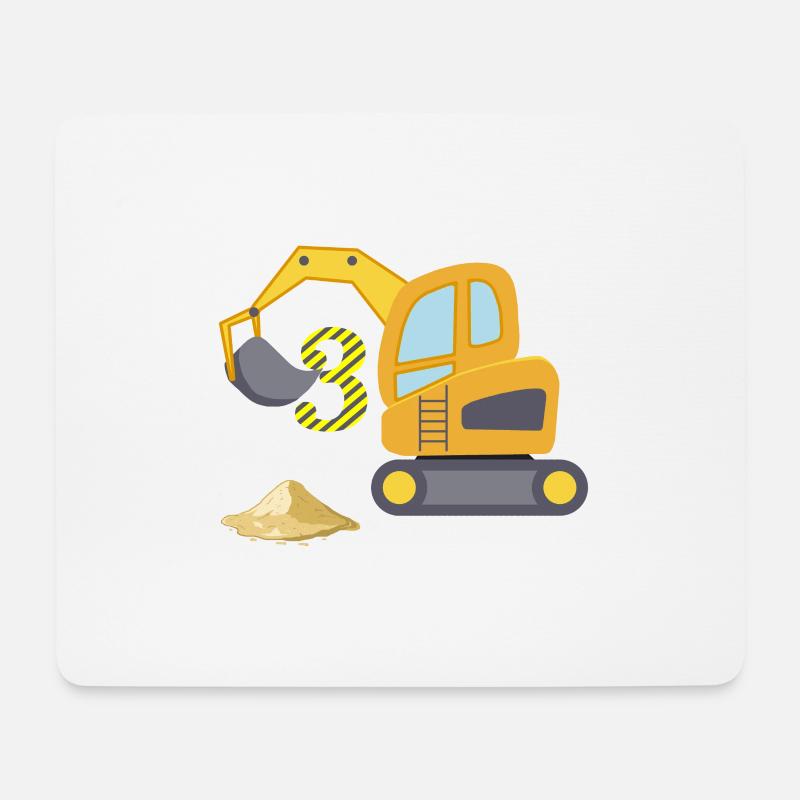Dritter Geburtstag Bagger - Mousepad (Querformat) - Weiß