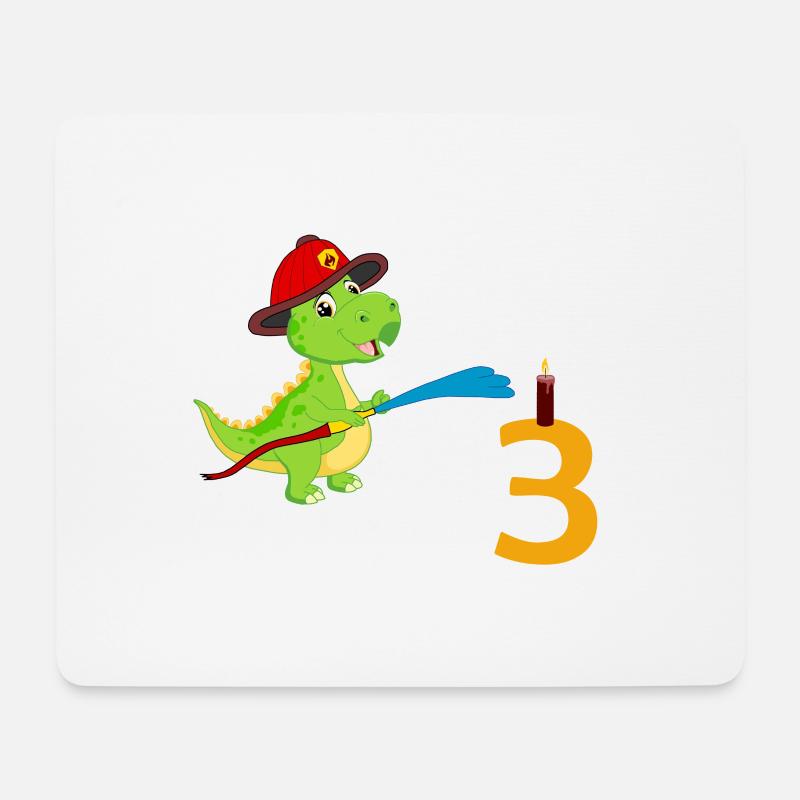 Feuerwehr Dino 3 Geburtstag - Mousepad (Querformat) - Weiß