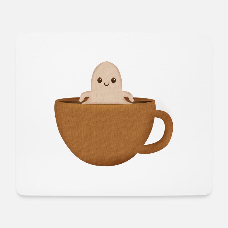 Cute Little Ghost Coffee - Mouse Pad (horizontal) - white