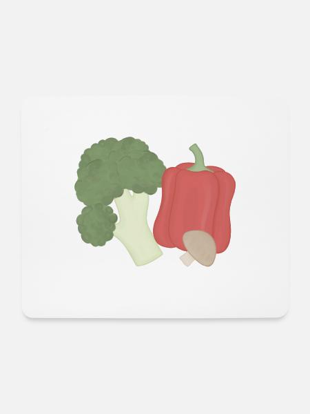 Gemüse-Trio Brokkoli Paprika Pilz - Mousepad (Querformat) - Weiß