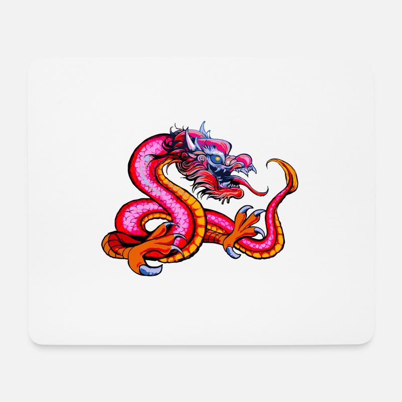 Mythologie chinesischer Drache -pink/orange/silber - Mousepad (Querformat) - Weiß