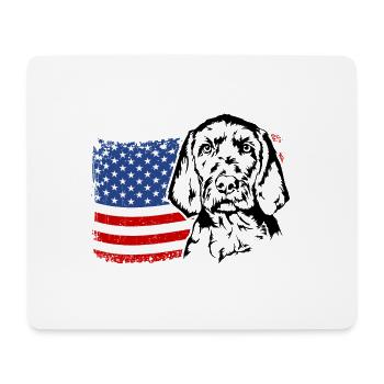 Vizsla à poil dur US Amérique drapeau chiens Wilsigns - Tapis de souris (format paysage) - blanc - Devant