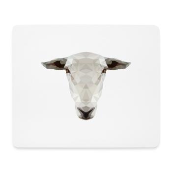 Schaf Kopf – Geometrisches Low Poly Tierdesign - Mousepad (Querformat) - Weiß - Vorne