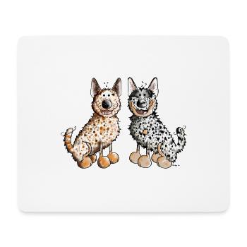 Deux Australian Cattle Dogs - Bouvier Australien - Tapis de souris (format paysage) - blanc - Devant