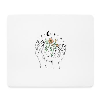 Notre terre, la nature, les fleurs, la lune et les étoiles - Tapis de souris (format paysage) - blanc - Devant