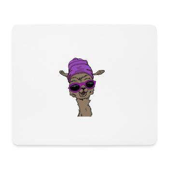 Lama mit Mütze - Mousepad (Querformat) - Weiß - Vorne